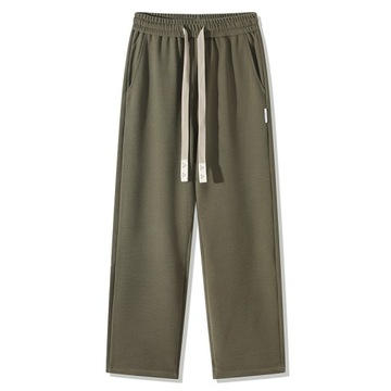 Spring Jogger Pants Men Elastic Waist Suede Trouse