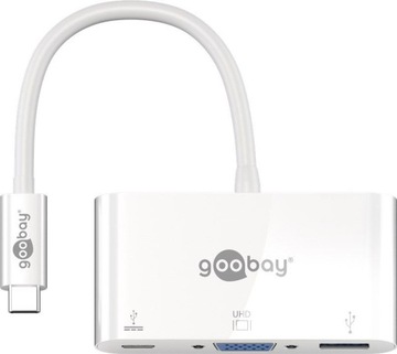 Переходник USB-C на VGA + USB-C с PD + USB3.0 Goobay