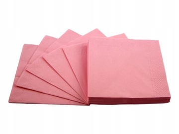 SERWETKI PAPIEROWE RÓŻOWE KLASYCZNE SKŁADANE 20SZT NA STÓŁ URODZINOWE