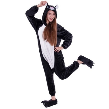 KOT Czarny Kotek PIŻAMA Kigurumi Onesie Kombiezon Męski Damski L 165-174