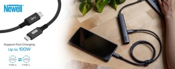 Кабель Newell USB C — USB-C 4.0 — 1 м, графит
