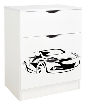 Biała komoda z 3 szuflad, 60x42x78 cm Sport Car