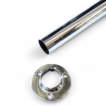 Металлический хромированный мебельный штанга FI25 70см, комплект шурупов с розетками для гардероба