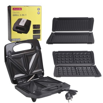 OPIEKACZ DO KANAPEK SANDWICH GRILL ELEKTRYCZNY GOFROWNICA 3-w-1