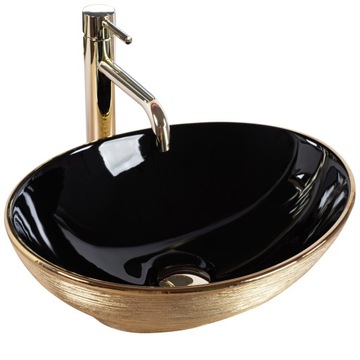 Umywalka Nablatowa Ceramika SOFIA BLACK GOLD BRUSH