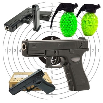 METALOWY PISTOLET NA KULKI GLOCK C7 6mm ZABAWKA JAK PRAWDZIWY 1600 KULEK