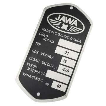 TABLICZKA ZNAMIONOWA JAWA 50 JAWKA SPORT MUSTANG