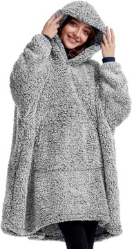 Przemiły Koc kocobluza z kapturem i polarem Teddy unisex Oversized