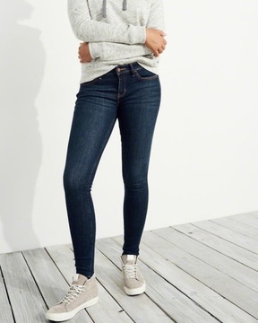 rurki skinny HOLLISTER abercrombie W24 XXS granat