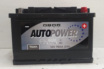 AKUMULATOR AUTOPOWER 12V 70Ah 760A AGM Start-Stop