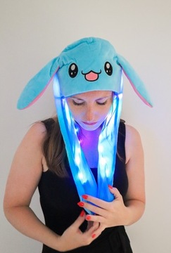 ПЛЮШЕВАЯ ШАПКА ДВИЖУЩИЕСЯ УШИ СВЕТОДИОД ПИКАЧУ Синий Кролик ПАСХА