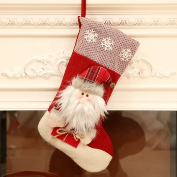 НАБОР 3 декоративных рождественских чулка для камина в подарок XXL 22 x 46 см