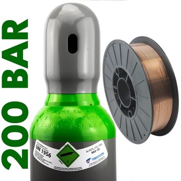 ZESTAW-MIX BUTLA GAZ 8L 200 BAR PEŁNA (ARGON 82%+CO2 18%) + DRUT FI 0,8 5KG
