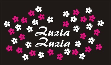 IMIĘ DZIECKA +40szt KWIATKI naklejka RÓŻNE KOLORY
