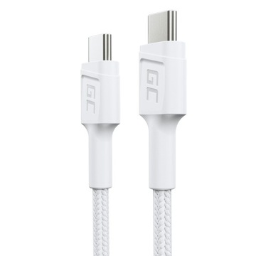 Biały Kabel Przewód 60W USB-C - USB-C Typ C 30 cm PD do powerbanka telefonu