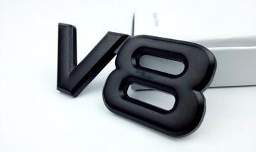 EMBLEMAT V8 METALOWY NAKLEJKA LOGO CZARNY