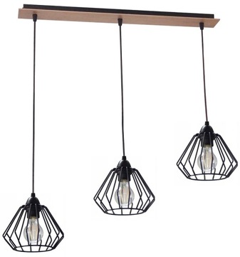 LAMPA WISZĄCA SUFITOWA LW-3 DREWNO DRUT LOFT E27