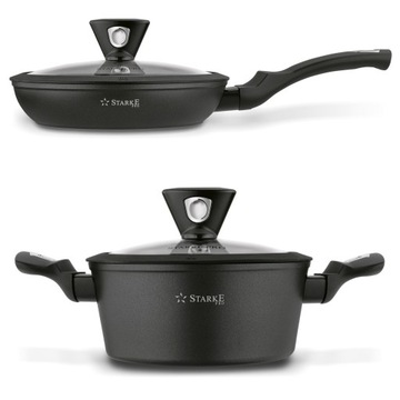 Элегантный большой НАБОР ГОРШКОВ, ИНДУКЦИЯ, мраморные горшки Dark Starke Pro