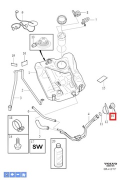 ZÁCPA  PLNĚNÍ PALIVA VOLVO C70 II 2006-2013R