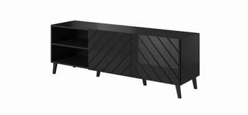 Szafka RTV na nóżkach Czarna Połysk - ABBA - 150cm