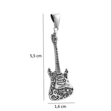 Srebrny wisiorek srebrna zawieszka na łańcuszek pr925 oksydowana gitara