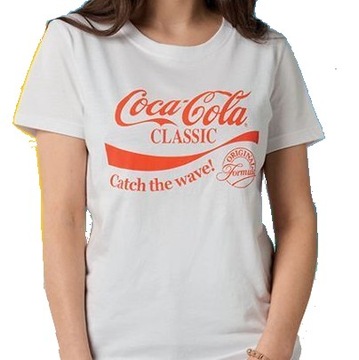 T-shirt damski okrągły dekolt koszulka Coca Cola Carbotex r. S