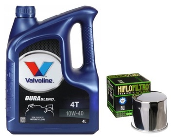 OLEJ MOTO VALVOLINE 10W40 DURABLEND 4L 4T + FILTR HF138C CHROM