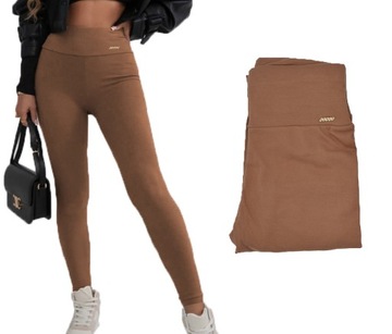 LEGINSY Legginsy Getry WYSOKI STAN ZŁOTY ZNACZEK gładkie FIT S/M