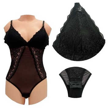BODY DAMSKIE KORONKOWE NA RAMIĄCZKACH KAROLINA czarne L/XL