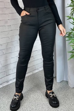 DAMSKIE SPODNIE JEANSY WOSKOWANE MODELUJĄCE SKINNY CZARNE 50