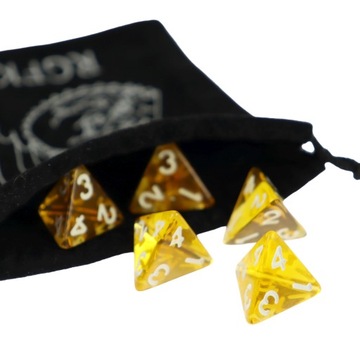 ZESTAW 5X KOŚĆ CZTEROŚCIENNA K4 RPG MAGICZNY MIÓD