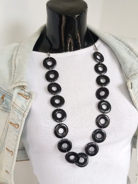 Длинные деревянные классические серьги с черными бусинами, комплект обручей в стиле бохо