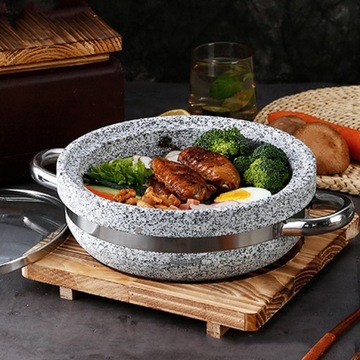 Универсальная многоразовая жаровня с корейской каменной чашей для тушения кимчи 28 см