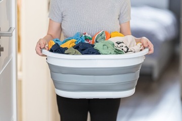 КОРЗИНА СКЛАДНОЙ КОНТЕЙНЕР ДЛЯ БЕЛЬЯ СИЛИКОНОВАЯ ЧАША 25Л НАЖИМНЫЙ КОНТЕЙНЕР