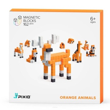 KLOCKI MAGNETYCZNE PIXIO ORANGE ANIMALS 162 SZT.