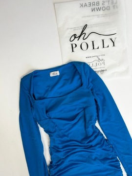 Oh Polly niebieska sukienka mini z długim rękawem z wycięciem markowa S