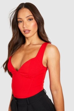 DC23121 *BOOHOO TALL CZERWONY GORSETOWE BODY NA RAMIĄCZKACH 3XL
