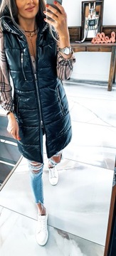 ДЛИННЫЙ СТЕГАНЫЙ ЖИЛЕТ НА СТРУНАХ 40 / 42