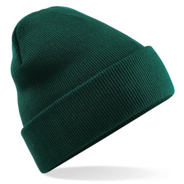czapka beanie BUTELKOWA ZIELEŃ odwijana zielona