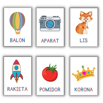 KARTY OBRAZKOWE dla dzieci x112 Kolorowe litery