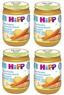 4x 190 г ужин HIPP Морковь с картофелем и лососем после 5 месяцев безглютеновой диеты