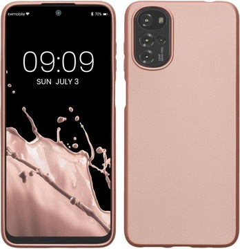 ETUI KWMOBILE DO MOTOROLA MOTO G22 SYLIKONOWE METALICZNE RÓŻOWE ZŁOTO