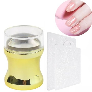 DUŻY ŻELOWY STEMPEL DO PAZNOKCI + ZDRAPKI ZŁOTY