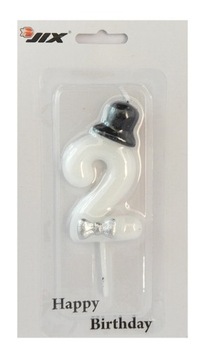 ŚWIECZKI URODZINOWE TORT ŚWIECZKA BIAŁA CYFRA 2