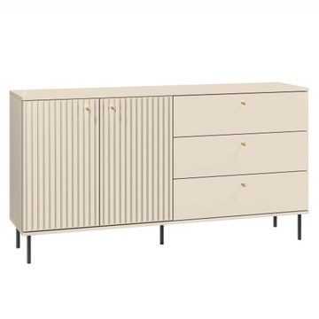 Komoda do salonu beżowa drzwi szuflady MDF 160 cm cichy domyk CANADA