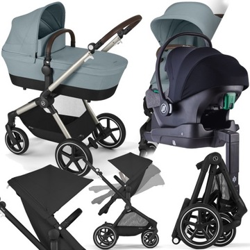 WÓZEK CYBEX 4W1 EOS LUX TPE SKY BLUE I AVIONAUT COSMO BAZA IQ 2.0 C
