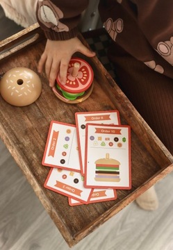 ДЕРЕВЯННЫЙ БУРГЕР-РЕСТОРАН МОНТЕССОРИ ПАЗЛ 15 шт. FSC ВУПИ ЗЕЛЕНЫЙ