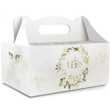 Pudełko ciasto KOMUNIA ihs hostia białe 5 szt