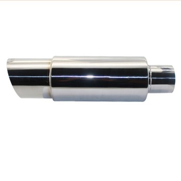 Tłumik końcowy przelotowy Eplus, srebrny, 63 mm