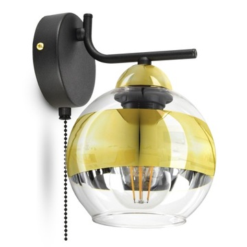 Lampa Ścienna Kinkiet z Wł Czarny Złoty GLASS KW1